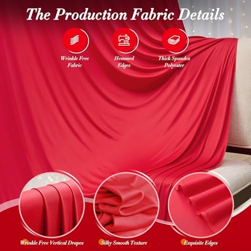 10ft x 10ft Red Backdrop Curtains for Party Wedding Wrinkle Free Red Photo Curtains Backdrop Drapes Fabric Decoration for Birthday Party Baby Shower Christmas 5ft x 10ft 2 Panels - Image 4