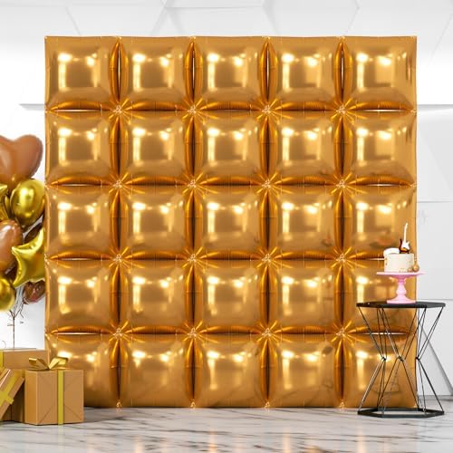 NISOCY 25PCS Brown Square Foil Balloons Wall Backdrop Tunnel Arch Kit by NISOCY