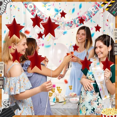 70 Pcs Red Star Centerpieces for Movie Night Party Decorations 3D 2025 Graduation Table Decor 3 Sizes 8" 5" 3" Red Carpet Film Show Theme Birthday Party Back to School Table Decor - Image 7