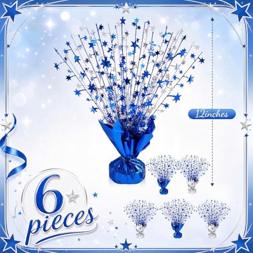 6 Pcs Star Table Centerpieces Silver Blue Birthday Party Decors - Image 2