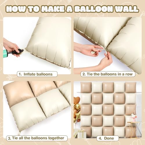 NISOCY 25PCS Coffee and Sand White Square Foil Balloons Wall Backdrop - Image 5