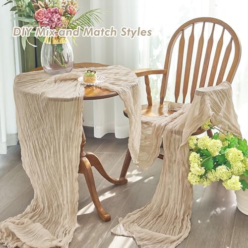 2 Pack Nude Cheesecloth Table Runner for Fall Birthday Party Home Decor - Image 5