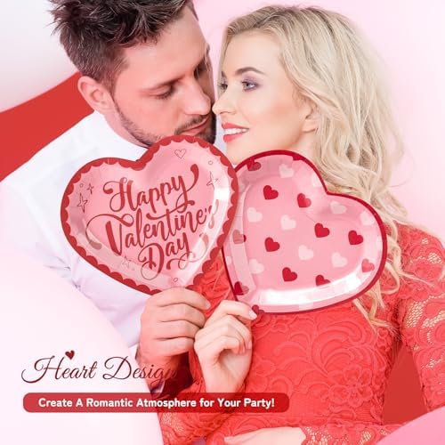 48PCS Love Party Plates,Big Heart Shaped Disposable Paper Plates,Heart Party Supplies for Bridal Wedding Engagement,Love Plates for Valentines Galentines Anniversary Birthday - Image 4