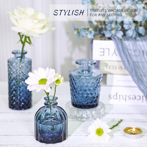 SUPMIND Glass Bud Vase Set of 12, Small Blue Flower Vases for Centerpieces - Image 5