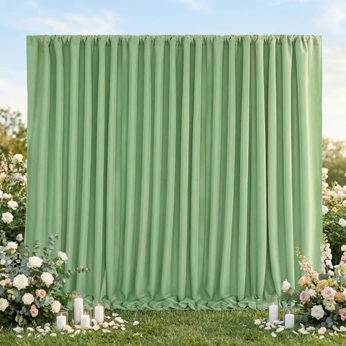 Sage Green Backdrop Curtains 10ftx10ft Wedding Polyester Photo Drapes by SoarDream