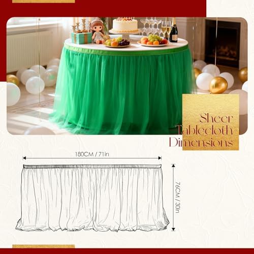 THARAHT Tulle Table Skirt 6FT 180CM Long for Rectangle Tables Round Tables Ruffle Desk Skirt for Princess Girls Birthday Party Cake Dessert Decorations Table Skirt - Image 2