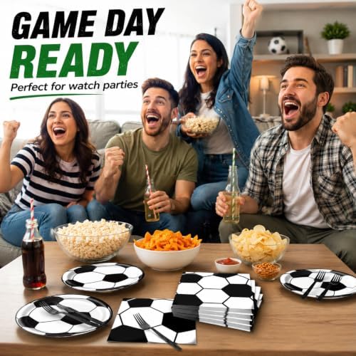 72 Pcs Soccer Plates Napkins and Forks Set, 7 Inch, Serves 24 Guests - Image 5