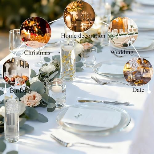 UDU 12 Set Glass Vases for Centerpieces with 24 White Floating Candles 80000 Vase Filler 6 Pearl String Party Event Home Wedding Centerpieces for Tables Decorations - Image 5