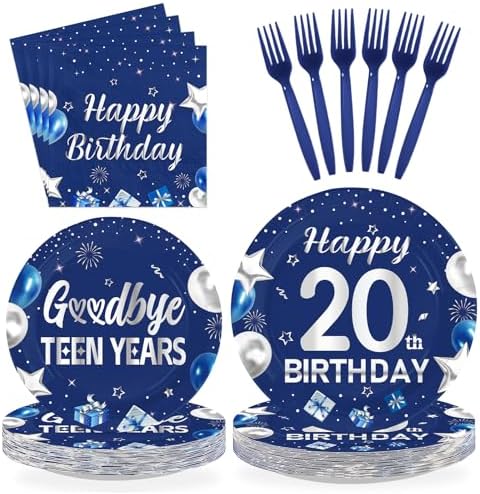 96Pcs 20th Birthday Party Decorations Serves 24 by Greencian