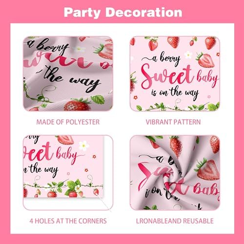 96Pcs Strawberry Baby Shower Decorations for Girl, Berry Sweet Theme Party Supplies with 4 Baby Boxes, 5x3ft Backdrop, Red Pink Balloon Garland Arch & Tablecloth for Summer Fruit Decor - Image 6