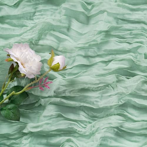 Bailarina 12 Pack Cheesecloth Table Runner 17x108 Inch Long Gauze Cheese Cloth 9ft Wrinkled Sheer Table Runner for Wedding Reception Birthday Party Table Decoration (Grey Green) - Image 3