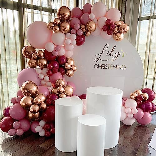 Burgundy Pink Balloon Garland Arch Kit, Burgundy Ruby Red Dusty Purple Pastel Pink Metallic Rose Gold Confetti Balloon Arch Kit for Women Girls Birthday Wedding Baby Bridal Shower Party Decorations - Image 4