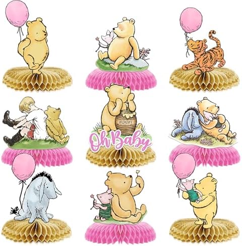 Winnie Centerpieces for Baby Shower Decorations Girls Table Centerpieces for Birthday Decorations 9Pcs by Unknown