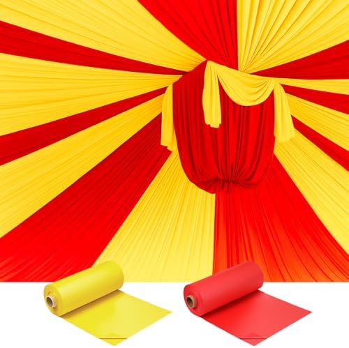 Moukeren 2 Roll Circus Carnival Table Cover Backdrop, Yellow, Red by Moukeren