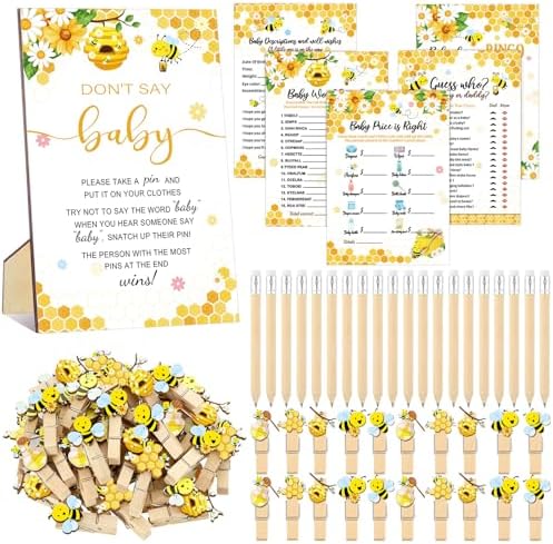 Patelai 321 Pcs Baby Shower Games Supplies, Bee by Patelai