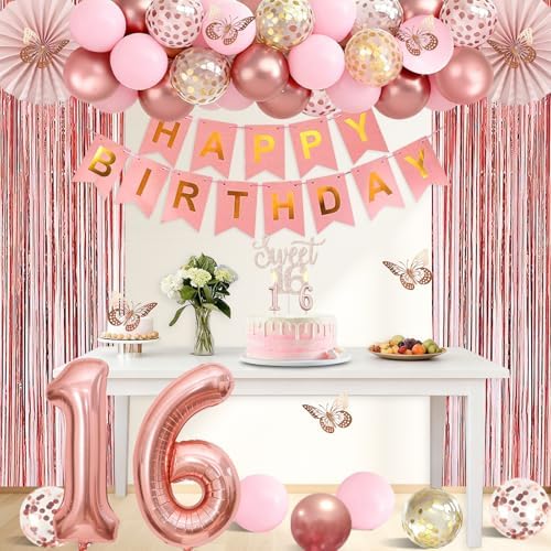 Juesly Sweet 16 Party Decorations for Girls, 50pcs 16 Year Old Birthday Set - Image 5