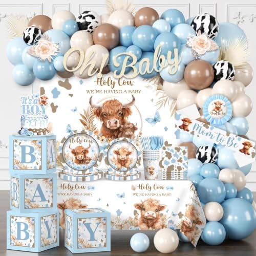 Cocomigo 241pcs Highland Cow Baby Shower Decorations, Serves 20 by cocomigoPartyHome