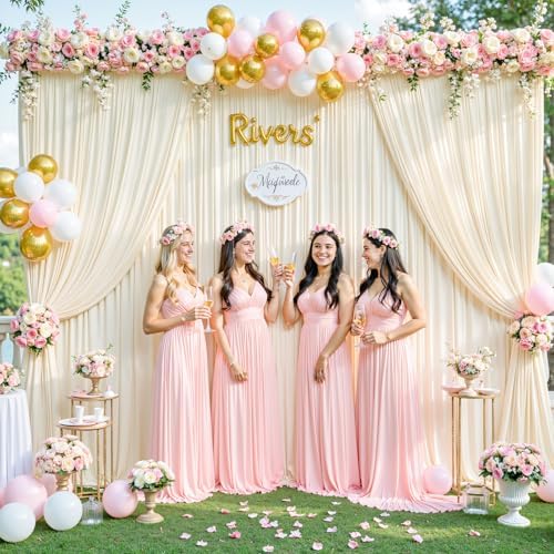 6 Panels Champagne Backdrop Curtain for Parties Wedding Baby Shower Wrinkle Free Photo Curtains Backdrop Drapes Fabric Decoration for Bridal Shower 30ft(W) x 10ft(H) - Image 4