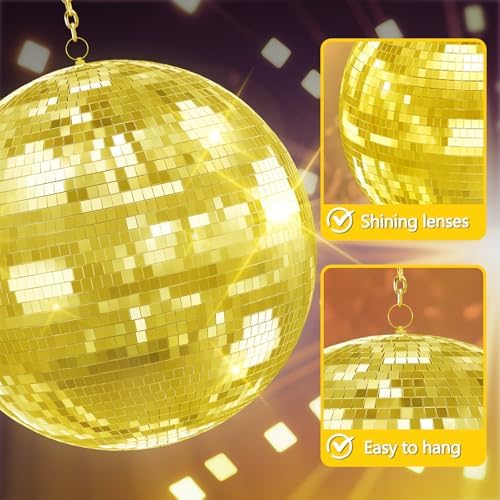 20 inch Disco Ball Large Mirror Ball for Party Decor, Hanging Disco Balls Decoration for Wedding, Events, Disco Party, Stage Props DJ Dance Club, Reflects Light, Large Music Birthday Decor - Image 5