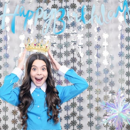 BRAVESHINE Party Snowflake Backdrop Hanging Snow Flakes Foil Fringe Curtain - Image 5