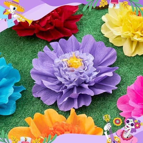 SUNBEAUTY Large Paper Flowers Giant Fiesta Tissue Paper Flowers Decorations for Wall 12 Inch Colorful Mexican Flowers for Summer Birthday Wedding Backdrop Bridal Shower Tropical Luau Carnival Party - Image 5