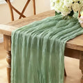 Sage Green Cheesecloth Table Runner, 10FT Rustic Green Boho Gauze Table Runner 120inch for Spring Easter Woodland Safari Baby Shower Bridal Shower Wedding Tea Party Birthday Decorations by Miucat