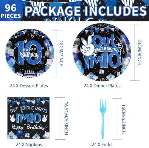 96 Pcs 10th Birthday Decorations for Boys 10 Year Old Birthday Serves 24 - Image 2