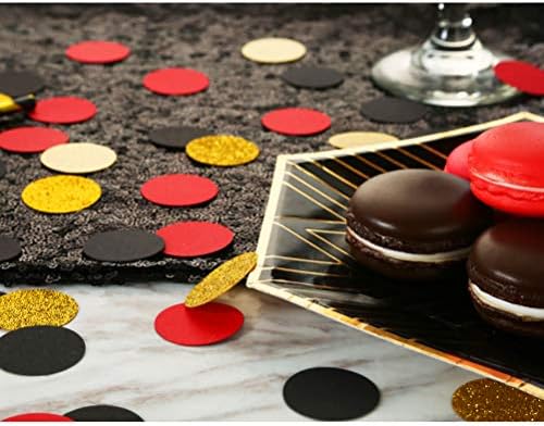 MOWO Gold Glitter, Black and Red Confetti Circles Table Decoration, 300pc - Image 5