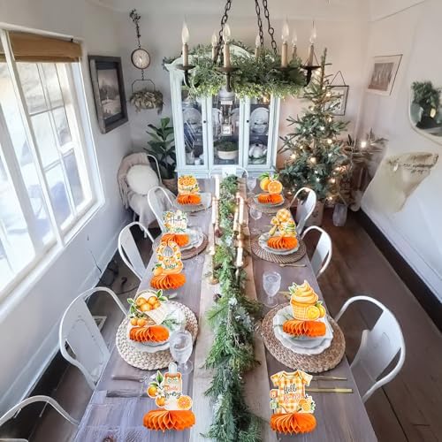 Gyufise 9Pcs Orange Baby Shower Decorations Honeycomb Centerpieces for Gender Reveal Table Centerpiece Party Supplies Table Topper Orange - Image 6