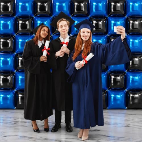 NISOCY 48PCS Black and Blue Square Foil Balloons Wall Backdrop - Image 6