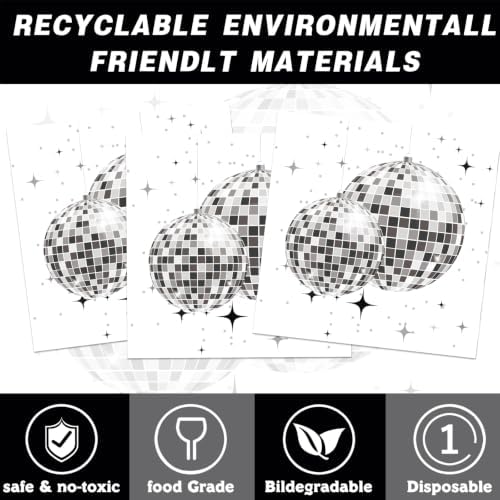 155PCS Disco Party Decorations Black Silver Disco Paper Plates Napkins Banner Tablecloth And Balloons Dessert Tableware Set Hip Hop Birthday Party SuppliesTableware 20 Guests - Image 3
