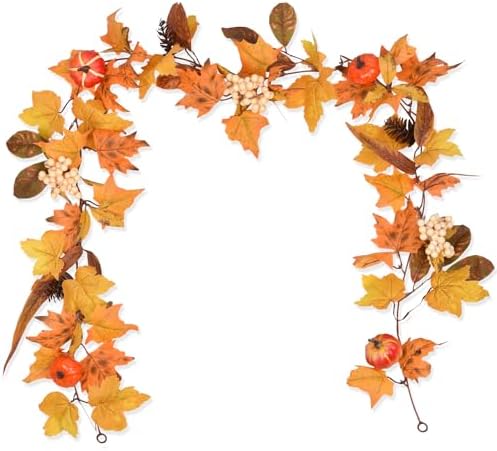 DearHouse Fall Maple Leaves, 6ft Artificial Autumn Foliage Thanksgiving Decor for Home, Wedding, Fireplace, Party, Christmas (Yellow&Brown) by DearHouse