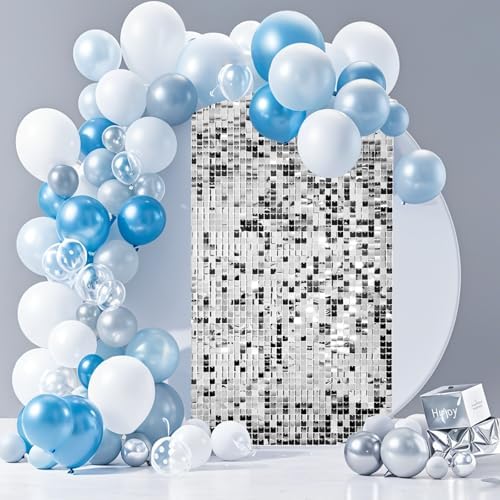 Ozikutech 12 Pcs Silver Shimmer Wall Backdrop Panels for Party Decoration by Ozikutech