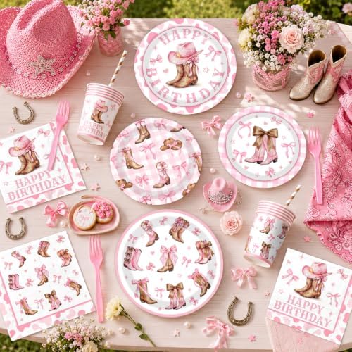 Cowgirl Birthday Party Decorations,Pink Boots And Bows Party Decorations - Image 3