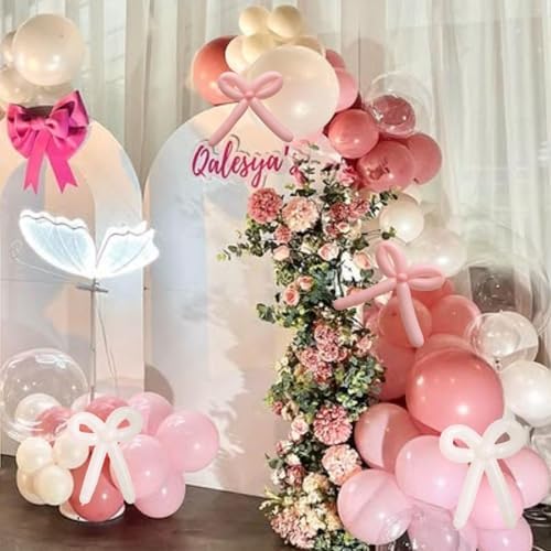 Pink White Balloon Arch Bow Coquette Birthday Decoration Bridal Baby Shower - Image 2