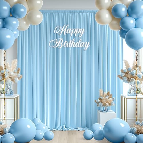 16x10FT Baby Blue Backdrop Curtains for Wedding Parties, Wrinkle Free Polyester Photography Backdrop Drapes for Wedding Baby Shower Birthday Parties Stage Background Stand Decorations 4x10ft,4 Panels - Image 6