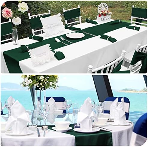 12 Pack Emerald Green Satin Table Runner 12 x 108 Inch Long Premium Table Runners for Wedding Party Events Decoration, Birthday Parties, Banquets Decorations, Graduations, Engagements - Image 5