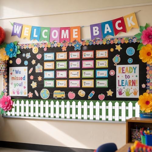 20Ft Picket Fence Bulletin Board Decoration, Back to School Decor Kit - Image 4