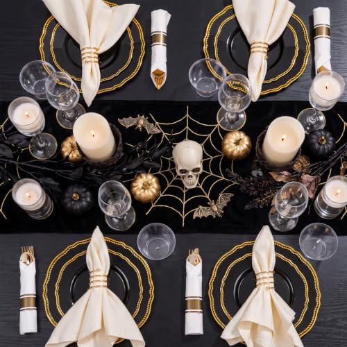 Hioasis 175 Pcs Black and Gold Plastic Plates Wedding & Party - Image 4