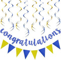 Outus Congratulations Banner with Triangle Flag 12 Swirls,Blue, Gold by Outus