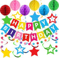 meowtastic Birthday Decorations Happy Birthday Banner with Honeycomb Balls by meowtastic%C2%AE%E2%80%94Idealforyourparty