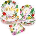 72PCS Hawaiian Plates and Napkins, Set of 24 Aloha Plants Luau Party Plates by FightingtoAchieve