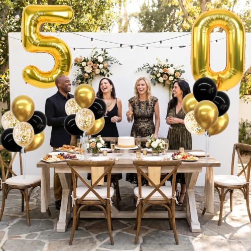 TONIFUL 4 Set Black Gold 50 Balloon Stand Balloon Centerpieces for Table - Image 5