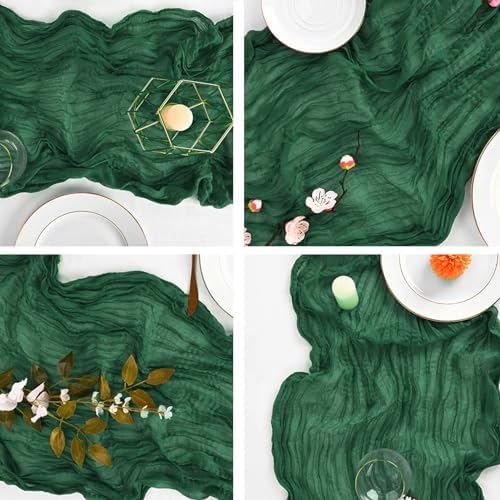 16 Pack Emerald Green Cheesecloth Table Runner 20 x 120 inch Gauze Table Runners 10 FT Long,Semi Sheer Boho Cheese Cloth Fabric Table Runner Bulk for Wedding,Party,Baby Shower,Bridal Shower Decoration - Image 3