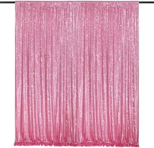 Sequin Backdrop 8ft x 8ft Blush Pink Backdrop Curtain for Wedding Party by QueenDream
