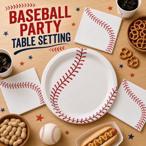 40 Pcs Baseball Plates and Napkins Set, Large 9 Inch Party Plates - Image 5