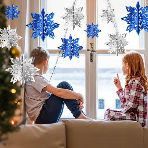 24PCS Hanging Snowflake Decorations Winter Wonderland Party Supplies - Image 5