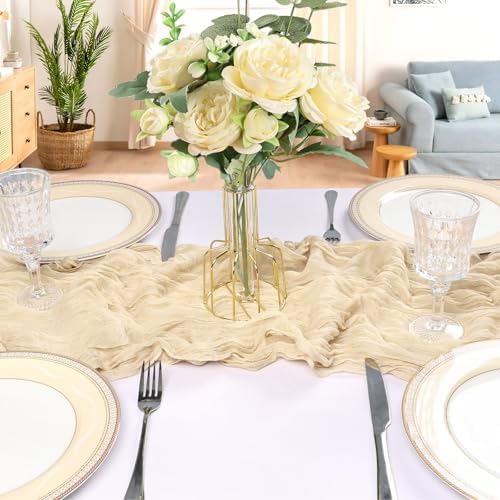 6 Pack 10Ft Beige Cheesecloth Table Runner 23 x 120 Inch - Image 4