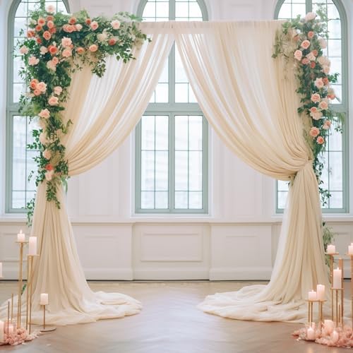 20ft X 10ft Champagne Tulle Backdrop Curtain for Parites, Sheer Backdrop Curtains Fabric Drapes for Wedding Ceremony Arch Party Stage Decorations - Image 7