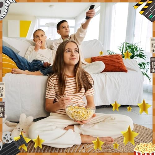 70 Pcs Star Centerpieces for Movie Night Party Decorations 3D 2025 Graduation Table Decor 3 Sizes 8" 5" 3" Red Carpet Film Show Theme Birthday Party Back to School Table Decor （Gold） - Image 5